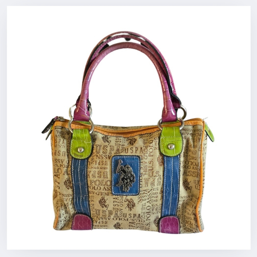 U.S. Polo Assn. Bag Carnival Multicolor Small Cotton/Faux Leather Purse Y2K